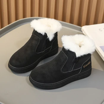 Damyuan, тенденция 2023, Модерен зимни обувки за момчета, кожени зимни обувки за децата, топло плюшен ежедневни обувки за момичета, Детски обувки 30-38