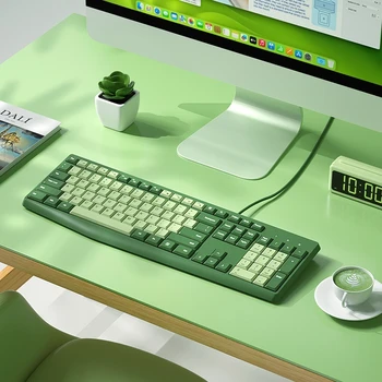 Набор от безшумните жични клавиатура и мишка с лък, външен лаптоп, игра за набор на текст, дамски офис клавиатура и мишка Модерен външен вид