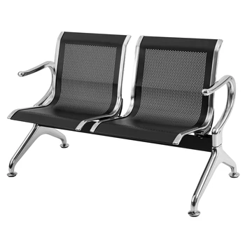 Черно кресло на рецепцията на летището, столове за зала за изчакване, 5-местни къщи за столове с подлакътници (2 седалки + подлакътници)