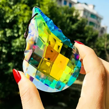 80 мм AB Цвят на Тиква стъкло Художествена Crystal Prism Граненая Кристалния Полилей Rainbow Maker Празнична Украса за дома и Градината, Аксесоари