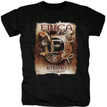 Тениска Epica Ретроспекция от памук с къс ръкав, черна мъжки, пълен с размер от S до 5XL K3892