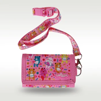 Австралия, Оригинален детски чантата Smiggle, чанта-месинджър за момичета, държач за карти Pink Bear Kawaii, 5 инча