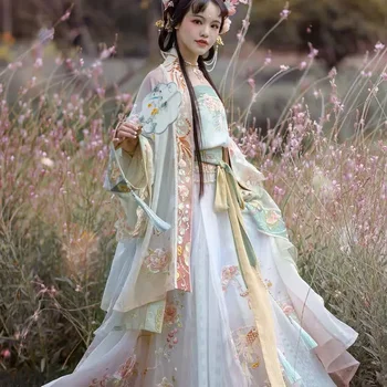 Водни Дамски рокли Hanfu Дамски Костюм-пола с бродерия на цветя на кръста древнекитайский костюм фея Елегантен Традиционен