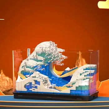 Известната Картина на Голямата Вълна От Аквариума Канагава Градивен елемент на 3D Модел Събрани Диаманти Микро Тухли Играчка За Деца, Подарък