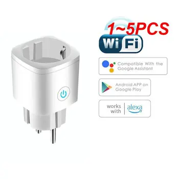 1 ~ 5ШТ ЕС Wifi Smart Plug WiFi Двухрежимный Хронометражный измерване на мощност на Смарт розетка Работи с Алекса Home