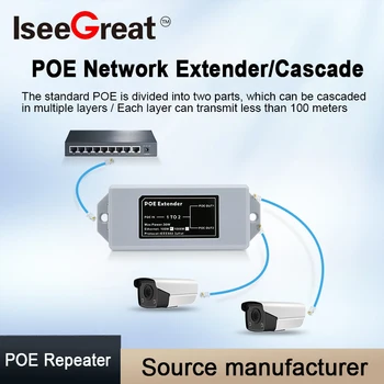 Мрежова удължител POE 1000M стандарт Gigabit 1 В 2 Изхода, Каскадно Реле, Rj-45 Съответства на стандарта IEEE 802.3 AT/AF за преминаването IP камера.