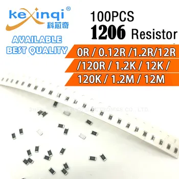 100 бр./лот SMD 1206 Резистор 0.25 W 1/4 W съпротивление 0R Ти 0.12 R 1.2 R 12С 120R 1.2 K 12K 120 1.2 M 12M