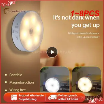 1 ~ 8ШТ Сензор за Движение-LED нощна светлина USB Акумулаторна лека нощ За Спалня Кухненски Шкаф Стълба Светлина Безжичен Шкаф Светлина