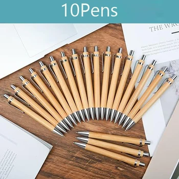 10ШТ Бамбук химикалка Химикалка химикалка от бамбуково дърво с връх 1.0 mm Офис-Канцеларски материали, Ученически пособия за бизнес химикалки за подписване