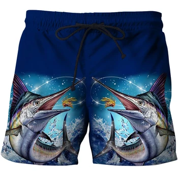 Мъжки плажни шорти с 3D-принтом, летни панталони за риболов, сърф, Лятна Хавай, спортни къси панталони, модерни мъжки ежедневни панталони Cool Ice.