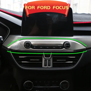 Стикер на Централна дръжка за управление на превозно средство, тампон върху контролен панел Ford focus MK4 2019 2020, Декоративна синя рамка от неръждаема стомана, Sliver
