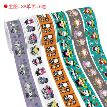 Серия Sanrio Хелоуин Kuromi My Melody Сатен лента в голям рубчик по поръчка за весели бантов Материали за diy шапки 10 ярда