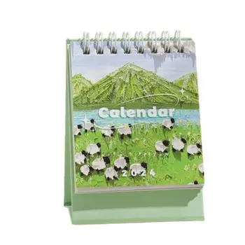 Настолен календар цветя в 2024 година, маслени бои, настолен календар в 2024 година, Сладък Декоративен календар за къщи, училища, Малък Месечен календар