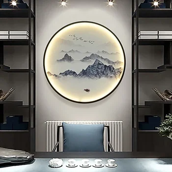 Новият стенен лампа в китайския Дзен стил Кръгла Хол, Спалня Лампи за дома Фоново декорация на стени led светлини