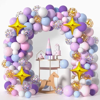 Комплект за арка с венец от балони с единорогом, Конфети, Латекс виолетово-сини балони, Украса за сватба, рожден Ден, Детски Глобуси за душата