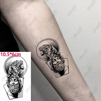 Стръмни татуировка на китката Стикер с татуировка на крака Черен Ловец Тигър Вълк Луната Фалшива татуировка на крака Дамски Мъжки татуировка на тялото Водоустойчив временна