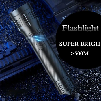 Висок Лумена XHP90 LED Дальнобойный Фенерче Type-C USB Акумулаторни Фенери Водоустойчив Увеличение-Факел за Къмпинг в Извънредни ситуации