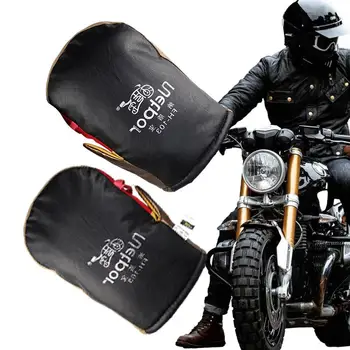 1 чифт Мотоциклетни ръкавици на волана за атв, Скутери, моторни шейни, Непромокаеми ръкавици от изкуствена кожа, Топло за ръце, Зимни Топли Универсални Ръкавици