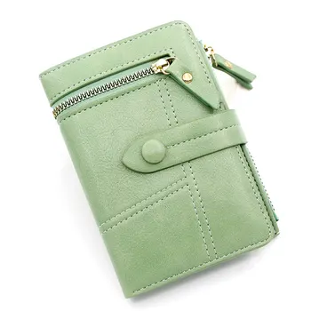 Жена кратък портфейла в японски стил, малък калъф за кредитни карти от изкуствена кожа, портфейл с цип, чанта за дами и момичета