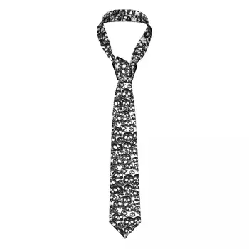Вратовръзка с черепи с черен вектора на модел, вратовръзки с черепи в стил хип-хоп, улични вратовръзка, сватбен вратовръзка ширина 8 см