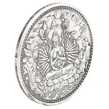 1БР Тибетски Колекция сребърни антични Монети, Будистка Сутра за Сърцето Гуаньинь Хиляди Ръце, Статуя на Буда, което е Благоприятно Украшение за Подарък