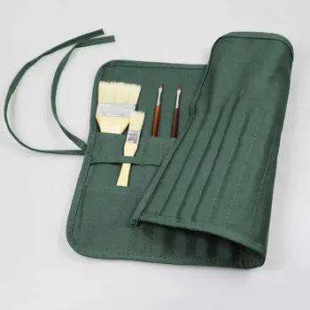 Армейски зелено платно с 30 дупки, чанта за моливи, държач за опаковане, калъф за съхранение, арт фигура, четка, писалка, органайзер за канцеларски материали