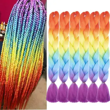 дъгата дълга перука осемнадесет истински естествени наращенных коса женски цветни перуки, заплетенные в плитка африкански ваканционни перуки, заплетенные в плитка косата