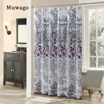 Завеса за душ Muwago Естетичен Калъф за къпане с флорални принтом, водоустойчив И защитава от мухъл Прозрачна завеса за душ