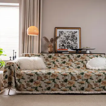 Калъф за дивана в европейски стил, нескользящее кърпа, одеало, защитено от котешки драскотини, жаккардовое одеало за диван цветенце, Home Deco Universal