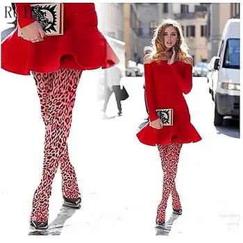 Дамско бельо стегнати секси чорапогащник с червен леопардовым принтом Меки и удобни бельо за дами, който обичат момичета, много уникален