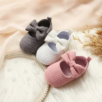 Вълнена детски обувки за момичета 0-1 години; детски обувки принцеса подметка; удобни обувки за деца с бантиком; сладка и стилна;