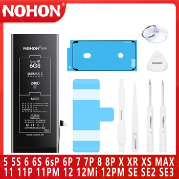 Батерия NOHON За iPhone 7 6S 7 8 Plus X XR XS MAX 11 12 13 Pro Max Mini SE SE2 SE3 5 6s 7P Батерия За Мобилен Телефон с голям Капацитет