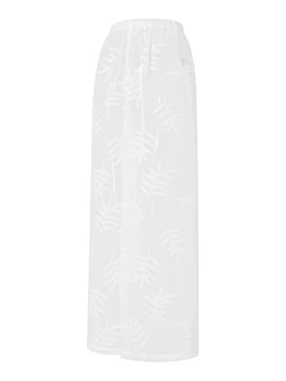Дамски плажни панталони от прозрачна мрежа с широки штанинами - прозрачна долна част бикини, обхващащи тялото, идеален за плуване и почивка на басейна