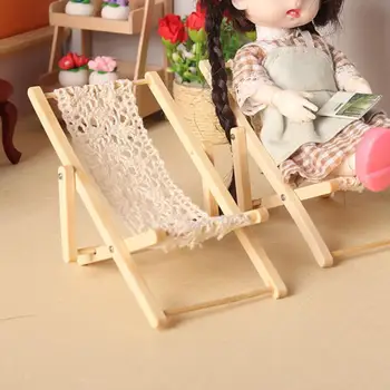 Уникален стол за куклена къща Фина работа, мини-модел на плетени въже, 1/12 Куклена къща, миниатюрни мебели, на игралната къщичка