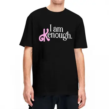 Мъжки, Дамски Розови Тениски I Am Kenough, Памучен Дрехи За Барби, Тениска За Почивка С Къс ръкав И Кръгло деколте, Лятна Тениска
