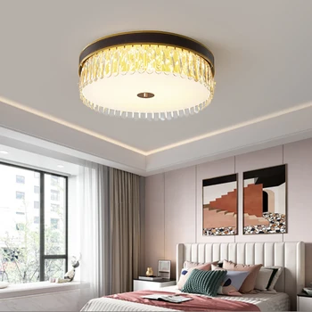 Модерен Златен / Черен E14 Дневна Спалня Кристална Тавана лампа с Трапезария и Кухня Вътрешен Окачен лампа, Кръгла лампа