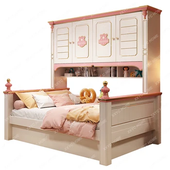 Бебешко легло-легло с вграден шкаф за дрехи в малък апартамент, богат на функции легло за момичета