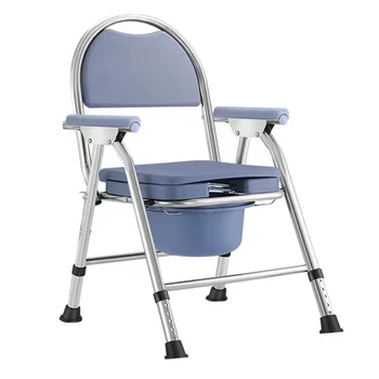 Тоалетка, стол за възрастни хора, многофункционален стол за баня и за бременни жени с наднормено тегло, здрав сгъваем стол с облегалка и баня