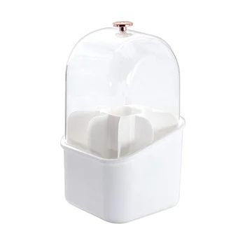 Квадратен държач четки, въртящи се в контейнер за четки за рисуване на 360 градуса, водоустойчив държач с капак (бял)