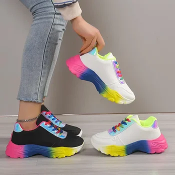 2023 Есен Нова Цветна Ежедневни Обувки, Дамски Спортни обувки на Ириса Подметка С Неплъзгащи Дебела Подметка Удобни Дамски обувки