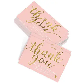 50 бр. Розова картичка с благодарност Благодаря ви за вашата поръчка, картичка с похвали, етикети за малкия бизнес, декор за подарък опаковки за малък магазин