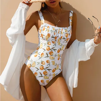2023 Лятото-Секси Бикини С Цветя Отворен гръб, Секси Бански, Обтягивающий Бански костюм с Висока Еластичност, Плажен едно Парче Женски Бански