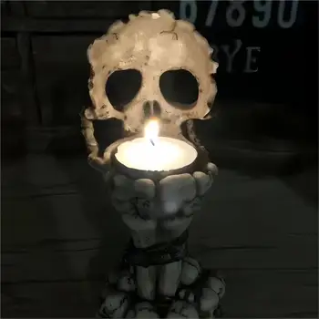 Свещник с черепа на Хелоуин, Творчески свещник с аромат на Главата Призрак, смола, Персонални атмосфера, Централно декорация на дома