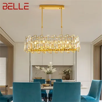 Полилей BELLE Gold Тела с овална съвременната браншовите кристална подвесного на осветителното тяло Light Home LED за декорация трапезария