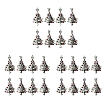 Комплект от 24 Пръстени за салфетки във формата на елхи За сватбата, Ден на Благодарността, Семейни Събирания, Партита по повод рождения Ден (Сребро)