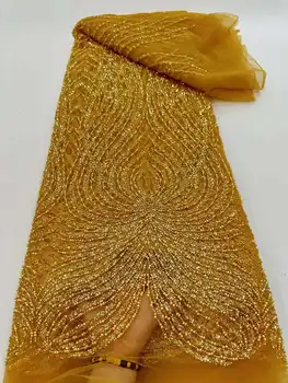 Луксозни африкански мъниста, ръчно изработени, пайети, лейси плат 2023, с висококачествена бродерия на френския младоженеца, Нигерийски окото дантелен плат за шиене