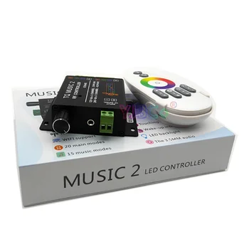 Музикален аудиоуправляемый RGB LED контролер TQ Music 2 с радиочестотни дистанционно управление DC12V 24V 18A 3 канала за led лента RGB