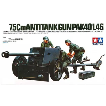 Tamiya 35047 1/35 Немска 75-мм Противотанково Оръдие и Артилерийски Изчисляване на Военна Играчка За Хоби Пластмасов Модел на Сградата В Събирането на Комплект за Подарък