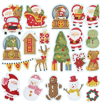 5D САМ Диамантена Рисувани Коледна Серия Сладък Снежен Дядо Коледа Плакат Бонбони Патерица Камбанка Бродерия Празнични Декоративни Подаръци