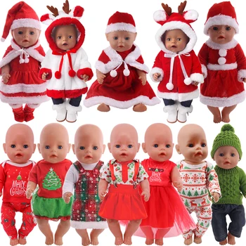 Безплатна Доставка Червен Коледен Комплект За Дрехи И Аксесоари на Куклата Baby Born 43 СМ И 18-Инчови Играчки American Кукла Момиче на Нашето Поколение